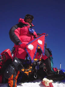 Nawang on the summit of Mt. Everest in perfect weather, May 16, 2004